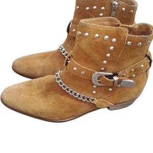 Topman Tan Suede Mens Zip up Ankle Boots Size 9/EU 42